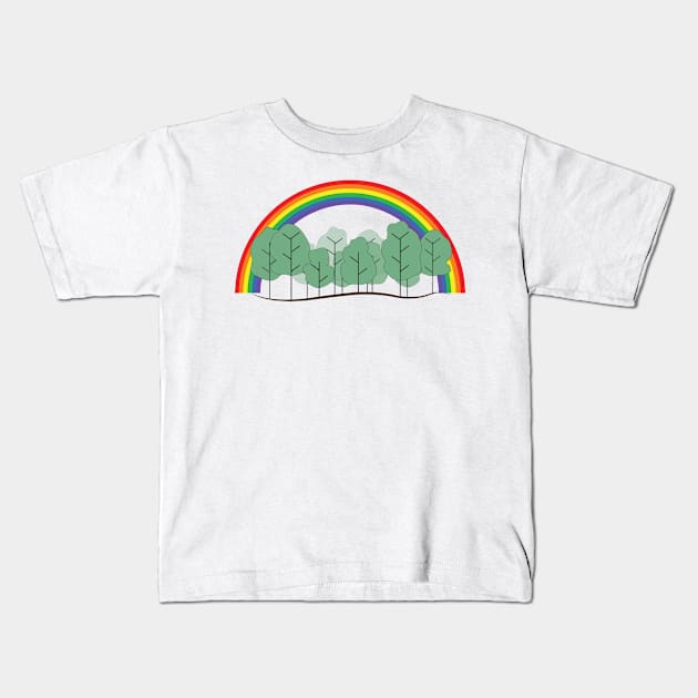 Rainbow and forest Kids T-Shirt by dddesign